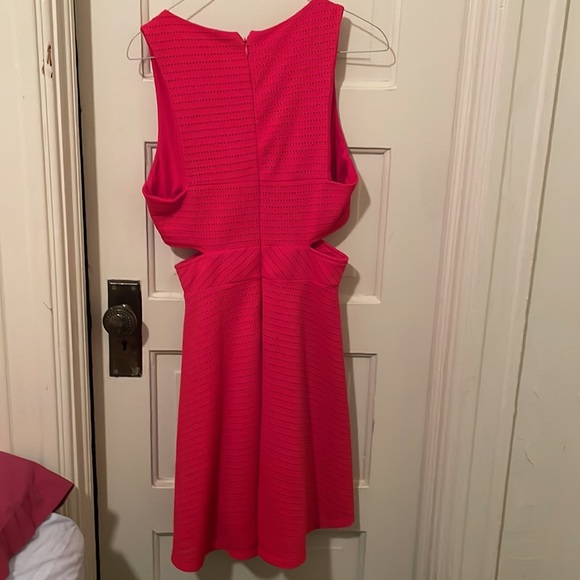 Crochet-like zip up pinkish red dress - Picture 4 of 5